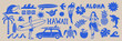 © Ajimicon - Set of beach flower birds icons.