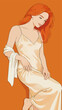 © hakule - Elegant Red-haired Woman in Silky Nightgown Illustration