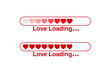 © Kebun - Love loading bar with red hearts isolated on white background, romantic Valentine concept for greeting cards, social media, and stickers