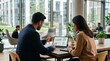© ShortFilmStock - Business professionals discussing analytics on laptop in modern bright office space, casual meeting between colleagues reviewing charts and graphs