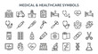© B - Medical line art symbols representing healthcare wellness hospital services and modern medical support icon collection