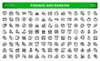 © jahandsign - Finance and Banking icon set. Editable line icons. Professional and modern outline icon pack vector illustration with strategic retirement planning and pension fund graphics in a simple design.