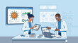 © Mala - Medical researchers analyzing virus data in laboratory setting