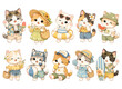 © Pen - Summer Vacation Cats Cute Kawaii Character Set