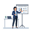 © Pic Pic - Businesswoman presenting Q3 performance overview with charts