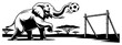 © Wuszu - Elephant playing football using trunk on savanna field vector illustration
