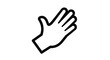 © Hasibul - Clean black line icon of an open human hand in a gesture of greeting or stopping, isolated on a white background for simple design.