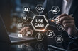 © NongEngEng - AI generated business professional interacting digital use case interface showing workflow automation data analysis connectivity modern enterprise technology solutions