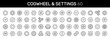 © Nivins McTwisp - Cogwheel & Settings thin line icon set. Gear, Engineering, System Control, Setup, Configuration, Machine concept. Black outline vector icons collection.