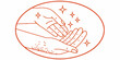 © Rahul - Orange hand illustration with sparkles a minimalist line art design