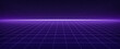 © accogliente - Purple glowing neon wireframe background. Futuristic perspective grid. Cyberpunk game or video space. Virtual reality. Cyberspace and metaverse. Retro futurism style. Vector illustration