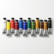 © een - Professional Paint Tube Set Mockup, Clean White Background Studio Composition, Minimal Art Supplies Packaging Design, Commercial Product Advertising Layout, High End Creative Branding Space