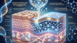 © PREEDA - Nanotechnology repair process advanced bio serum nano repair particles fortified skin barrier healthy epidermis lipid matrix collagen elastin glowing effect scientific illustration