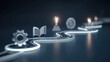 © Anca - A winding path of innovation and progress unfolds, featuring gears, an open book, a glowing lightbulb, and abstract technological elements. ..Created with Generative AI, not depicting real subjects.