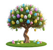 © MdHossain - Colorful Easter egg tree decoration in spring garden with vibrant blooming branches