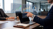 © DANG QUANG - Business leader analyzing complex holographic dashboard with revenue growth, regional performance.