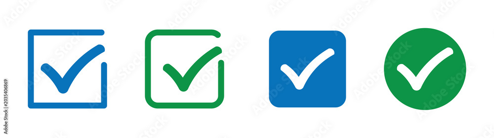Vetor check box icon with correct, accept checkmark icons green tick ...