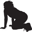 © Curto - vector,  silhouette of  back Side view of a woman on all fours looking