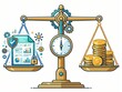 © anuradha - Financial Compliance Balance Scale Comparing Secure Document Audit and Gold Coin Stack Wealth Management