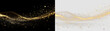 © denzelll - Golden and white sparkling wave with isolated on transparent and black background, for digital design and decoration purposes, light overlay, PNG