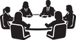 © Sheplob - Black silhouette business people having meeting around round table isolated on transparent background.