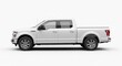 © Kamran - Side view of a white pickup truck isolated on white background