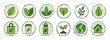 © David - Leaves heart branch sprout earth house bag cup bottle icons set in a hand-drawn doodle style for nature and ecology
