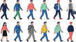 © Creative Stoker - Vector illustration of diverse people walking in casual and business attire representing lifestyle, workplace, and daily themes