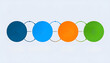© Magno - Diagrama de proceso con cuatro círculos de colores interconectados en fondo claro