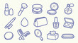 © zainab - Collection of hand-drawn makeup and beauty products, perfect for cosmetic or fashion themes.