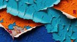 © Patchanee - A close-up view of weathered peeling paint revealing complex layers and rough, aged surface details in a grunge style abstract composition, material, decaying, pattern