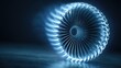 © Punnn - Abstract Turbine Energy: A close-up, abstract view of a high-tech turbine or fan blade with a glowing blue light trail, suggesting speed, power, and innovation in a dark, futuristic setting.