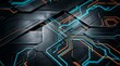 © Darakorn - Futuristic abstract background with glowing neon light grids, 3d cubes, and digital network communication lines. Cyberpunk and advanced technology concept