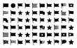© Mrittunjoy - Set of black flag icons and silhouettes including stars banners and pennants for flag day celebrations and national pride symbols in a simple flat design