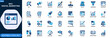 © JIm Studio - SEO and Digital Marketing Analytics Icon Set. Optimization, Growth, Traffic, Ranking, Conversion Funnel, Dashboard, Targeting, Performance. Editable icons collection. Vector.