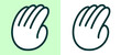 © dirtyfellas - Waving hand gesture doodle icon displaying human open palm greeting symbol with green background for alternative youth culture streetwear clothing brand apparel merchandise layout clip art.