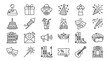 © NUSRAT JAHAN - Hand drawn icons set of entertainment events and leisure activities with entertainment, celebration