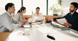 © peopleimages.com - Team, discussion and business people in office with documents for finance review with budget plan. Meeting, conversation and financial advisors with paperwork for investment proposal in workplace