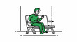 © Amar - Illustration of man sitting and speaking on bench.