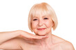 © deagreez - Close-up portrait of her she nice attractive sweet groomed cheerful gray-haired lady showing shine flawless skin instant effect peeling hydration anti-aging isolated over beige background