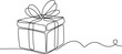 © MDRAFIQUL - Continuous line drawing of a gift box with a ribbon and bow, simple design.