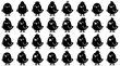 © Design Paradise - A playful collection of cute black chick silhouettes in various adorable poses, perfect for a variety of design projects