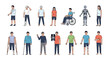 © Cesvaldas - Set of people with various medical conditions and injuries such as broken limbs, bandages, crutches, and using a wheelchair for aid.