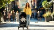 © arsya - Woman pushing stroller walking outdoors