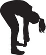 © Curto - vector, silhouette of a woman standing hunched over with her arms hanging down