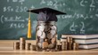 © MdSaifullaharman - Graduation cap on a coin jar, symbolizing education costs, student loans, and financial future