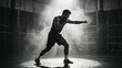© Krzysztof - karate aerobics man punching in boxing ring with smoke effect