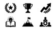 © black man - Success Icons Set: Achievement, Goals, Teamwork, Innovation, Victory, Business Growth