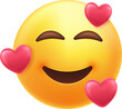 © Elena - Smiling emoticon with three hearts.