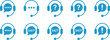 © Nur - Customer support icons, 24/7 service communication help desk and assistance symbols for support settings and user care in modern flat vector style.